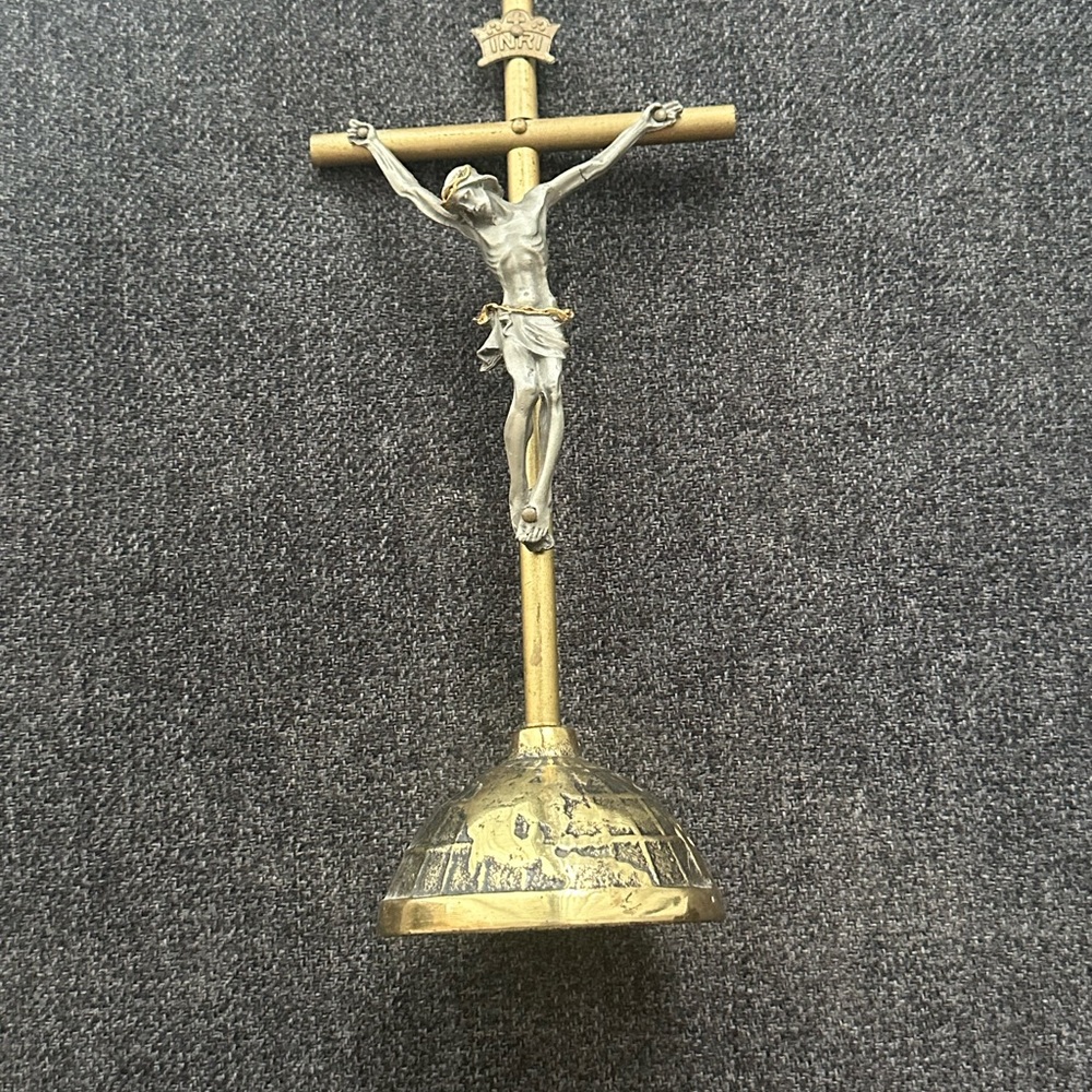 Vintage Brass Crucifix on top of the world